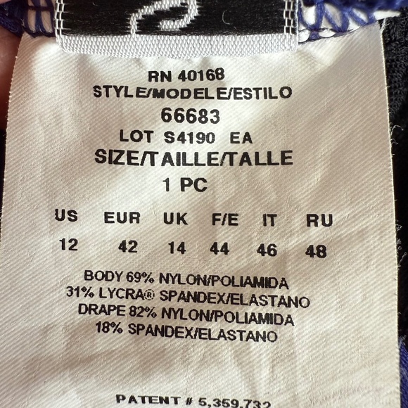 MiracleSuit Blue & Purple Tropical Print One Piece Swimsuit Women's Size 12 - Picture 10 of 11